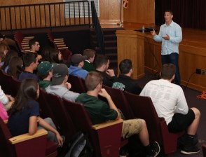 Adam Greenberg Speaking to Nipmuc Highschool Credit Terry Moore