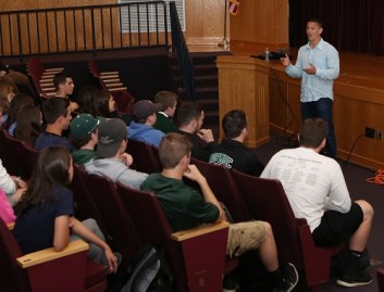 Adam Greenberg Speaking to Nipmuc Highschool Credit Terry Moore